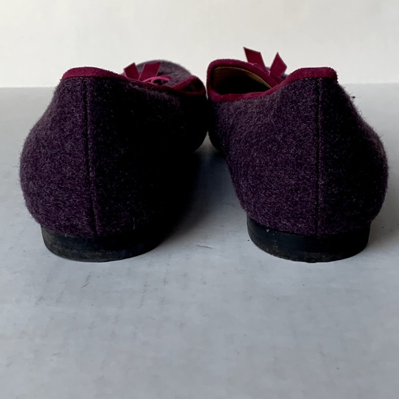 Cole Haan Purple Wool Loafers Pink Maroon Velvet Bow Slip On Flats 10B - Picture 4 of 8